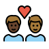 couple with heart, man, man, dark skin tone, medium-dark skin tone